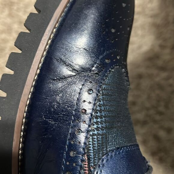 ?? STACY ADAMS  Baxley Oxford Derby Wingtip Shoes - Ink Blue - Sz‎ 13M - EUC main image 5